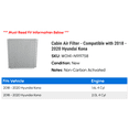 thumbnail image 2 of Cabin Air Filter - Compatible with 2018 - 2020 Hyundai Kona 2019 2021, 2 of 2