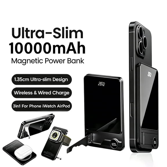 Magnetic Power Bank, 10000mAh Wireless Portable Charger with USB-C Cable, Battery Pack Only Compatible with iPhone 17/16/15/14/13/12/Pro Series
