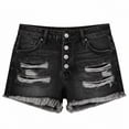thumbnail image 4 of qucoqpe Distressed Jean Shorts for Women, Womens Summer Ripped Pocket Straight Leg High Waist Fringe Hem Denim Shorts, 4 of 5