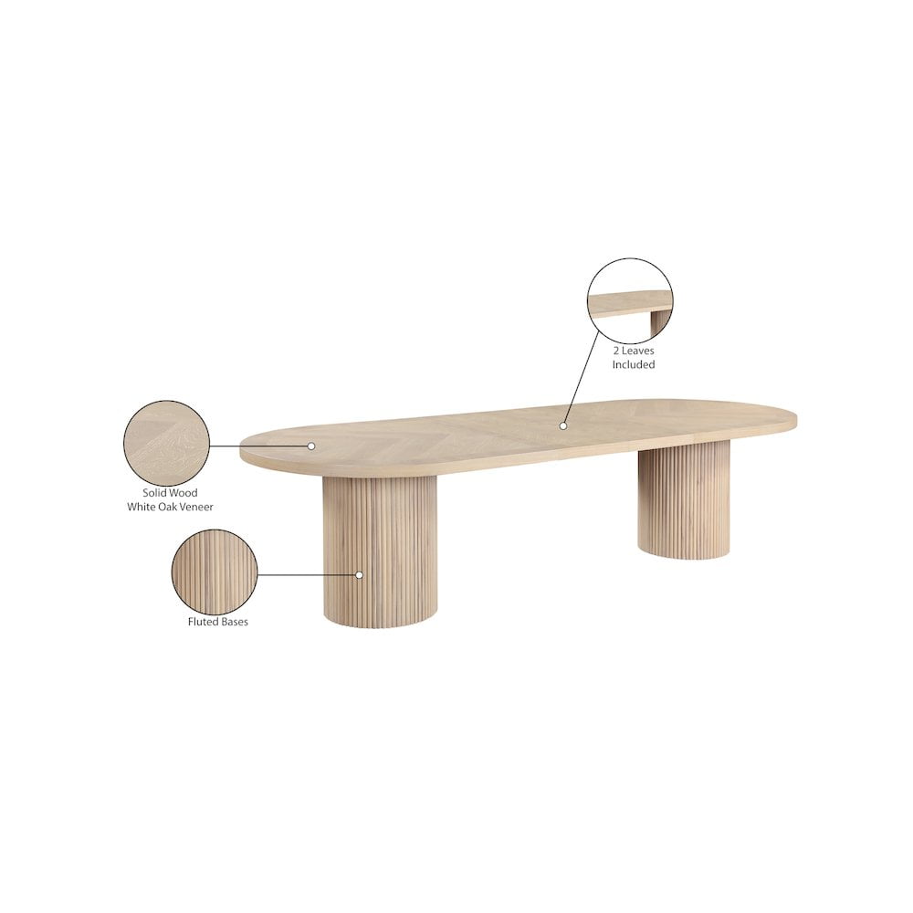 Meridian Furniture Belinda Natural White Oak Wood Dining Table