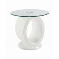 ACME Larry End Table, Glass Top, White High Gloss Finish