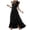 Black, variant on Solid Color Women Summer Wrap V-Neck Ruffle Sleeve Dot Boho Ruffle Slit Flowy Dresses Breathable Hawaiian Flowy Sundress