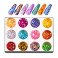 thumbnail image 1 of Calcomanía para uñas con lentejuelas huecas, 12 colores, holográfica, con forma de corazón, para el día de San Valentín, 1 of 5