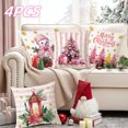 thumbnail image 2 of Costeam 4PCS Christmas Pillow Covers 18x18 Pinks Santa Snowman Merry Christmas Tree Winter Decorative Throw Cushion Case For Sofa Couch Home, 2 of 6