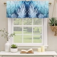 thumbnail image 2 of Coastal Coral Blue Curtain Valances for Windows, Kitchen Valance Window Treatments Panel 2 Pack, Summer Watercolor Sea Plant Rod Pocket Short Curtains for Bathroom Bedroom 42 x 12 Inch, 2 of 8