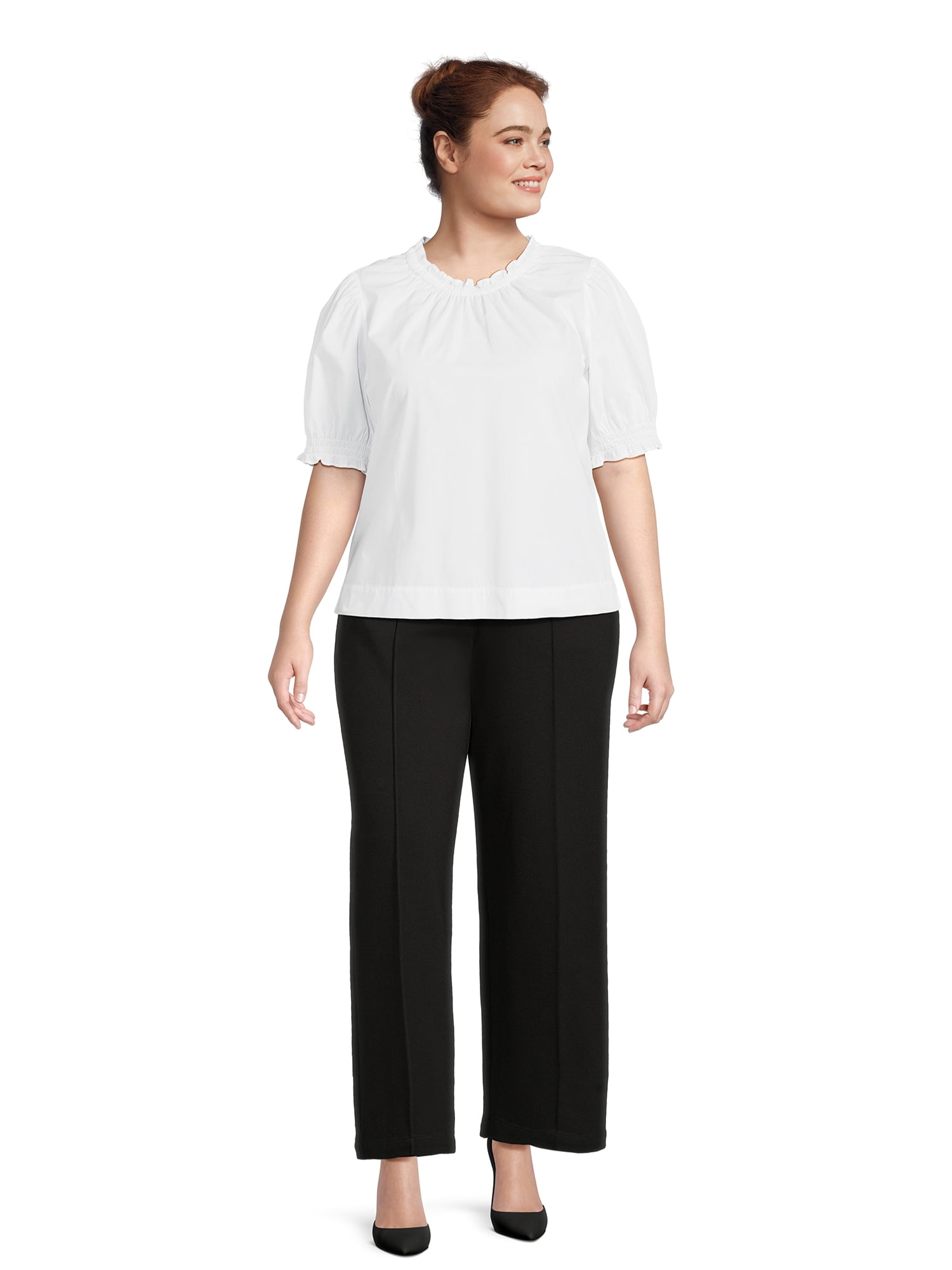 Terra & Sky Women's Plus Size Wide Leg Dress Pants, 30” Inseam