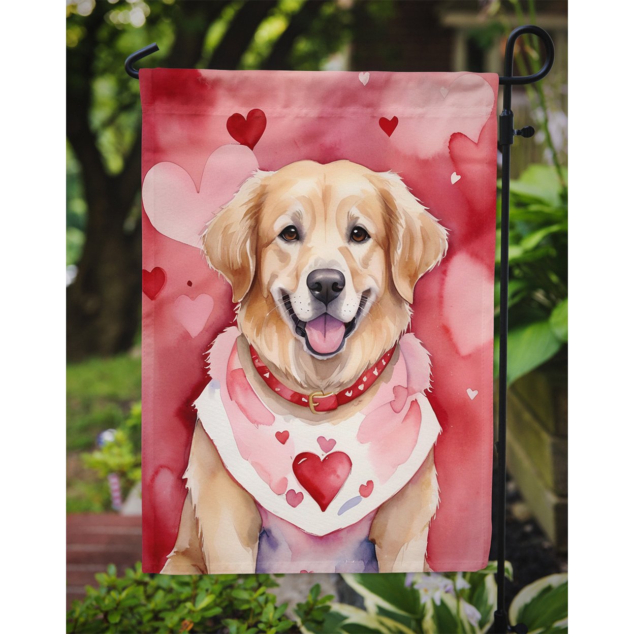 Golden Retriever My Valentine Garden Flag 11.25 in x 15.5 in