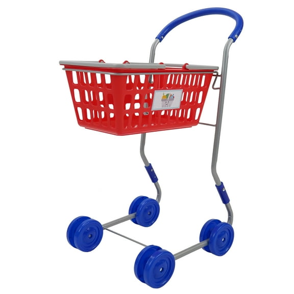 2-in-1 Red Shopping Cart - Kids Pretend Play, Converting Shopping Cart & Basket, Ages 3 