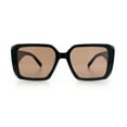 thumbnail image 3 of Womens Diamond Bevel Rectangle Classy Plastic Designer Fashion Sunglasses [All Brown], 3 of 7