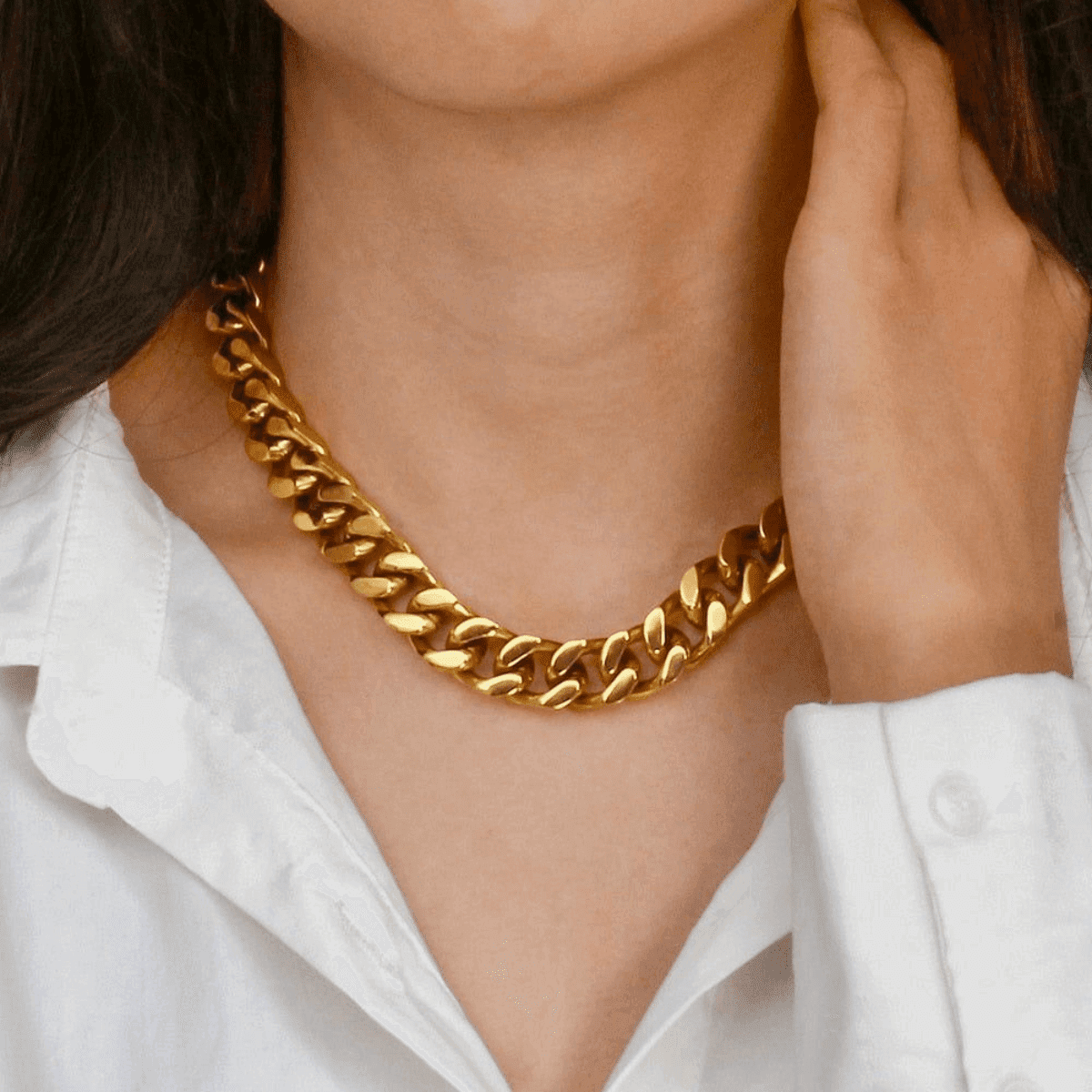 18K Gold Chunky Chain Necklace Women's, Best Trending Trendy Gold Chunky Chain Necklace Gift for Women, Lady, Mother, Wife, Mason & Madison Co.