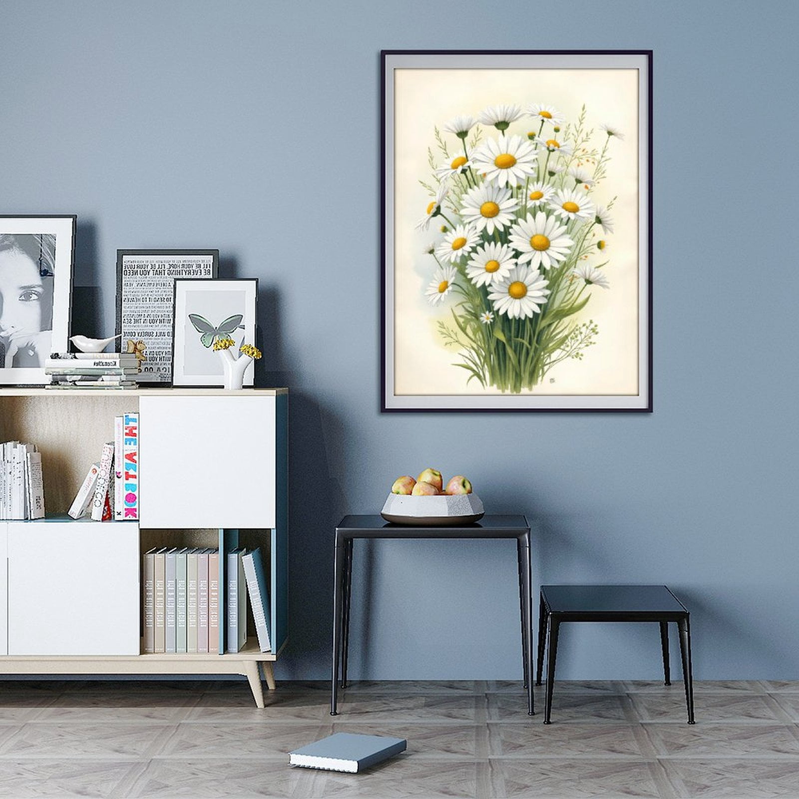Diamond Art Kit for Adults, White Daisy Bouquet Illustration Diamond Painting for Adults Beginners, DIY Diamond Art Painting Kits, 5D Diamond Painting Crafts for Home Decor 12x16 Frameless