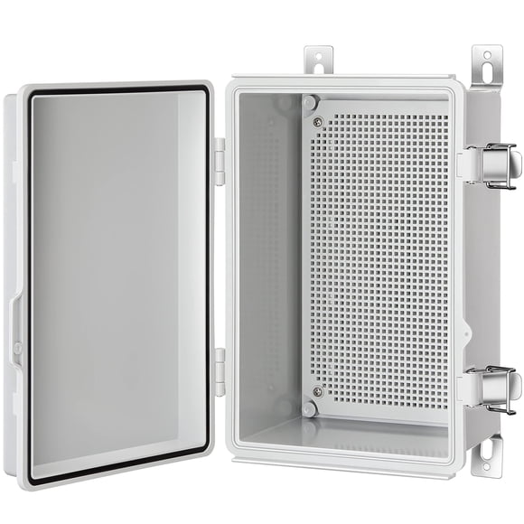 Gratury Caja De Conexiones Caja De Plástico Impermeable Ip67 Para Proyectos Eléctricos Cubierta Gris Con Bisagras Incluye Placa De Montaje Y Soporte De Pared 290190140 Mm (11.4""7.5""5.5"")