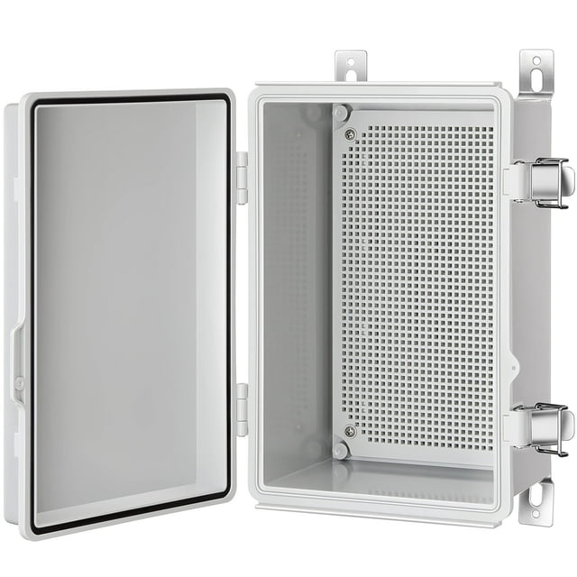 Gratury Caja De Conexiones Caja De Plástico Impermeable Ip67 Para Proyectos Eléctricos Cubierta Gris Con Bisagras Incluye Placa De Montaje Y Soporte De Pared 290190140 Mm (11.4""7.5""5.5"")