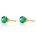 thumbnail image 3 of 14K Solid Yellow Gold 4mm Green Emerald Studs Gemstone Solitaire Earrings May Birthstone Jewelry, 3 of 10