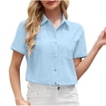thumbnail image 2 of Vekome Plus Size Button down Shirts for Women Loose Plus Size Short Sleeve Tops Collared Business Blouses Solid Color Summer Tee Shirts with Pockets, 2 of 6