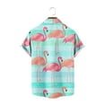 thumbnail image 4 of Animals Flamingo Men's Striped Short Sleeve Regular Fit Poplin Button Down Shirts, 4 of 4