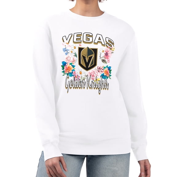 Women's G-III 4Her by Carl Banks White Vegas Golden Knights Flower Logo Pullover Sweatshirt