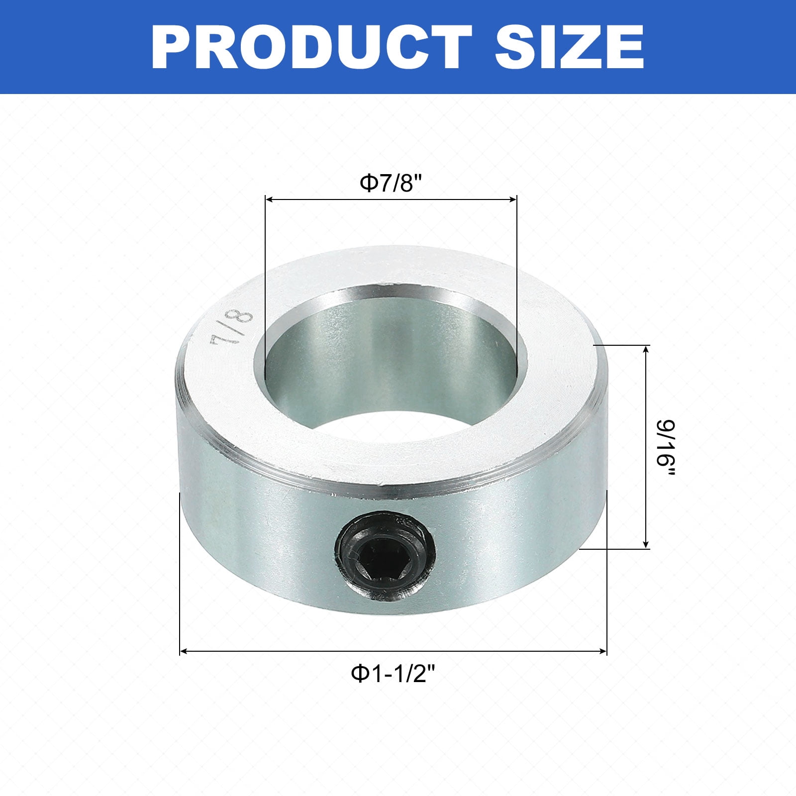 8pcs Set Screw Collars 7/8" Bore Carbon Steel Shaft Collars, 1-1/2" OD, 9/16" Width Lock Axle Collar Clamp