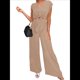 thumbnail image 3 of Conjuntos de Dos Piezas de Verano para Mujer 2025, Top Corto con Cinturón, Mangas y Cuello en V, Pantalones Anchos, Chándal Informal. Caqui L, 3 of 8