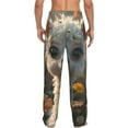 thumbnail image 3 of Picia Adorable Llama In Flowers Mens Soft Woven Cotton Elastic Waistband Sleep Pajama Pant Lounge Sleep Pant With Pockets And Drawstring-Medium, 3 of 9
