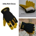 thumbnail image 6 of HANDLANDY Men Leather Gardening Gloves, Utility Work Gloves for Mechanics, Construction, Driver, Dexterity Breathable Design, 6 of 7