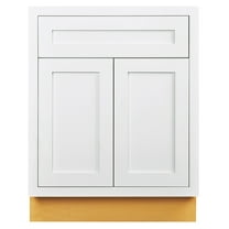 RTA Wholesalers Snow White Inset Shaker 24" Wide Base Cabinet, Single Door, Single Drawer