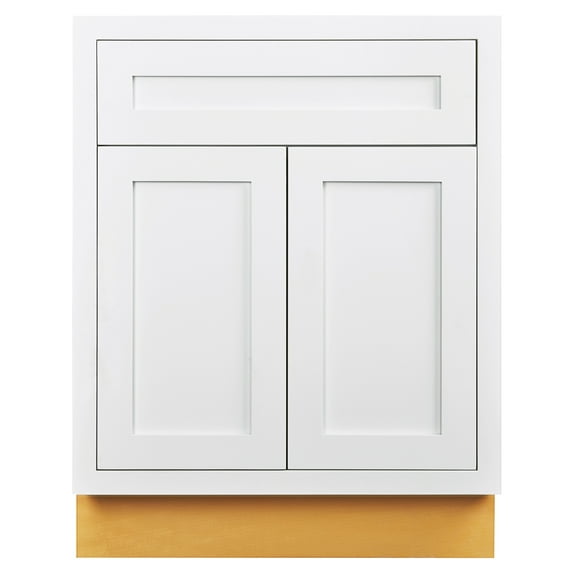 RTA Wholesalers Snow White Inset Shaker 24" Wide Base Cabinet, Single Door, Single Drawer