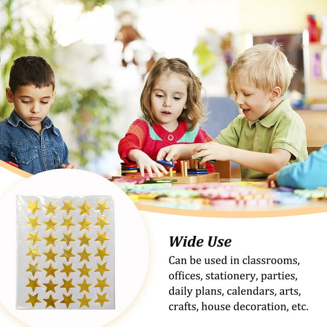 10 Sheets Award Flash Sticker Sticker Mini Award Five-pointed Star Removable Mother Praise Label Decorations Reward Decals Children Students Gold