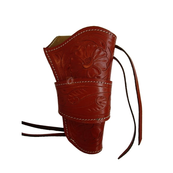 Leather Holster Long Barrel OWB Revolver Pistol Fit Floral Tooled Red - Right Hand
