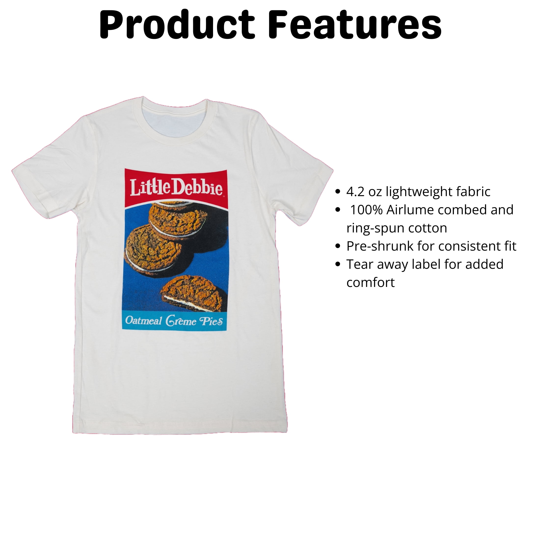 Little Debbie Oatmeal Crème Pie Bundle, 6 Boxes of Oatmeal Crème Pies and 1 Short Sleeve T-Shirt, Adult Sizes S-3XL
