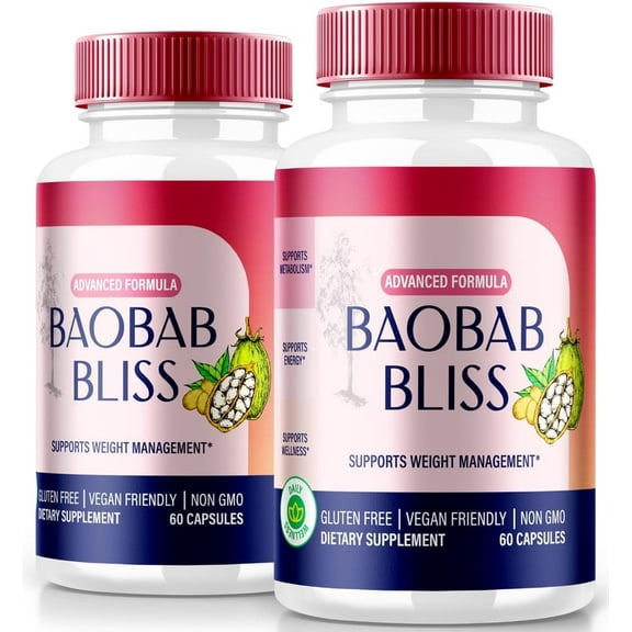 (2 Pack) Baobab Bliss - Baobab Bliss Powder In A Capsule, BaobabBliss Keto Pills To Achieve A Fit And Healthy Body, All Natural Detox Supplement, Baobab Bliss African Coffee (120 Capsules)