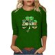 thumbnail image 3 of TaTaai Women St. Patrick's Print Crew Neck 3/4 Sleeve Black T-Shirt Loose Casual Top Ladies Spring Street Wear Lightweight Breathable Non-See-Through No Fading Soft Top Gift, 3 of 7