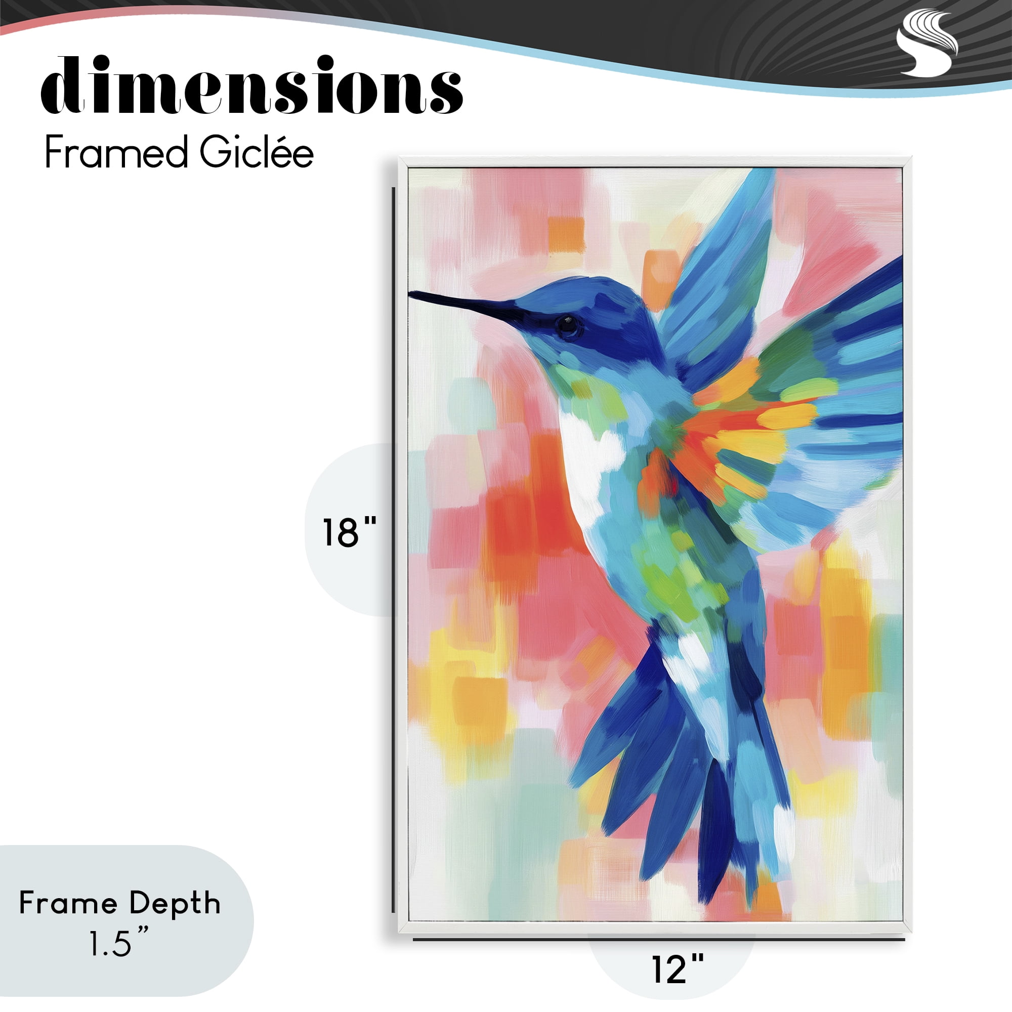 Stupell Industries Blue Hummingbird in Flight White Framed Giclee Art, design by Chromatic Storm Studio
