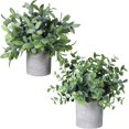 thumbnail image 1 of 2 miniplantas artificiales en maceta de eucalipto, boj en macetas, arreglo de vegetación falsa para mesa interior de granja rústica, 1 of 5