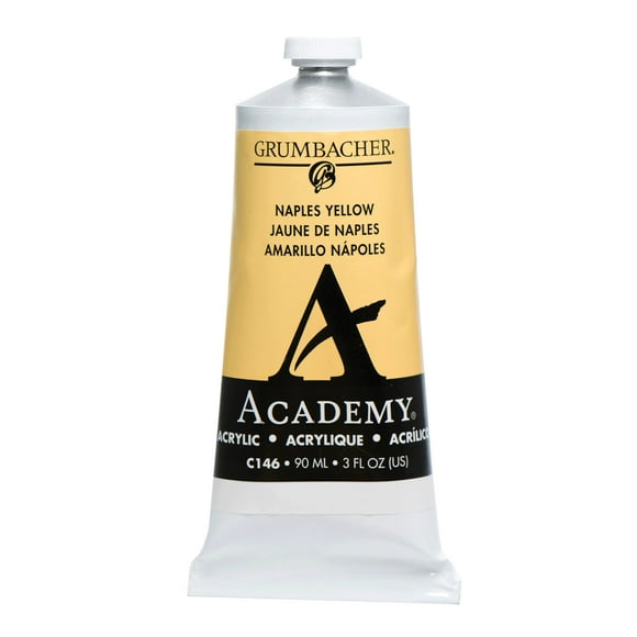 Grumbacher Academy Acrylic Paint, 90ml/3 oz Metal Tube, Naples Yellow