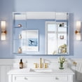 thumbnail image 3 of ANGELES HOME 48 in. x 36 in. Aluminum Bathroom Medicine Cabinet and Open Shelf Set, Copper-Free Tri-View Mirror with Soft-Close Blum Hinges, Recessed or Surface Mount, 3 of 16