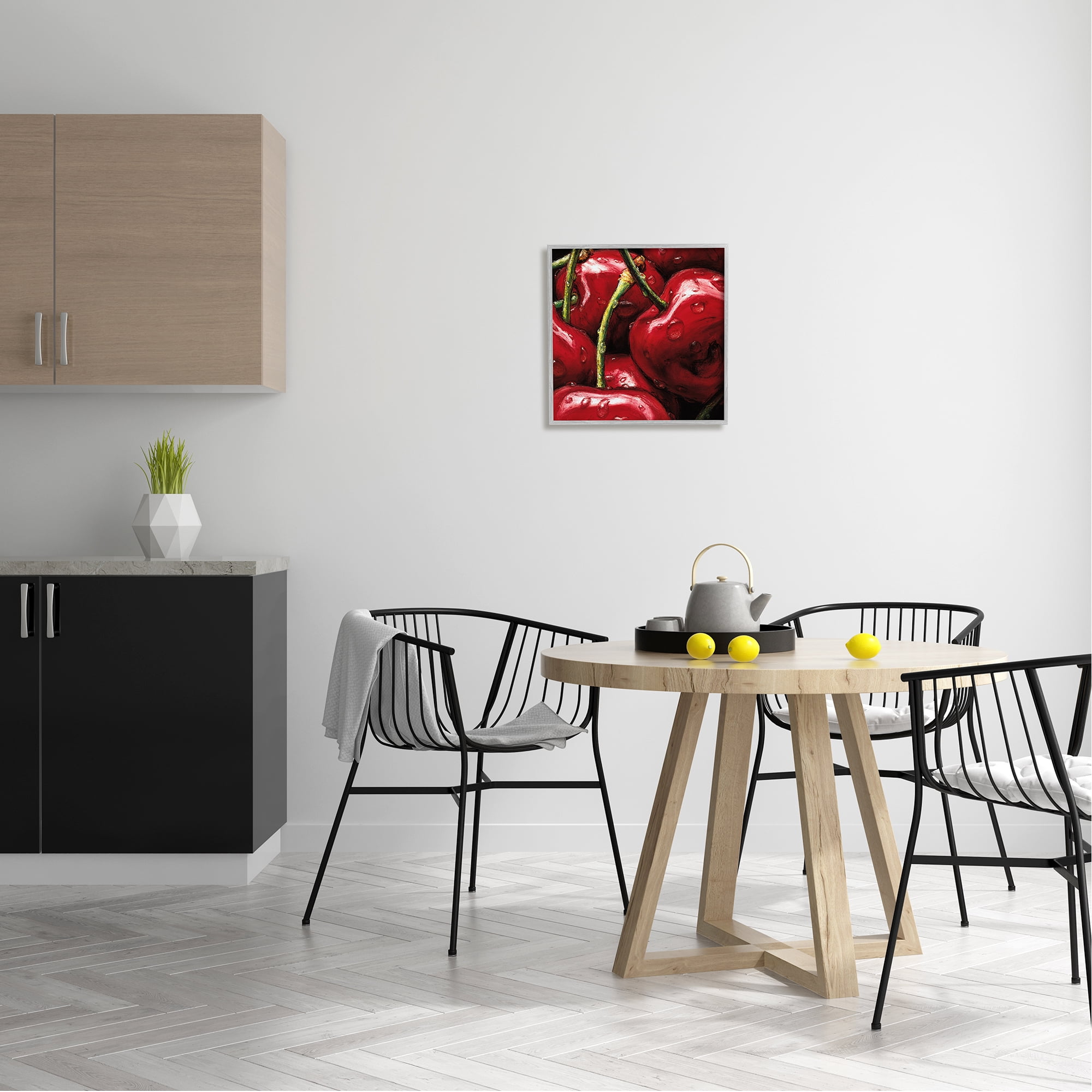 Stupell Juicy Red Cherries Close Up Food & Beverage Painting Gray Framed Art Print Wall Art