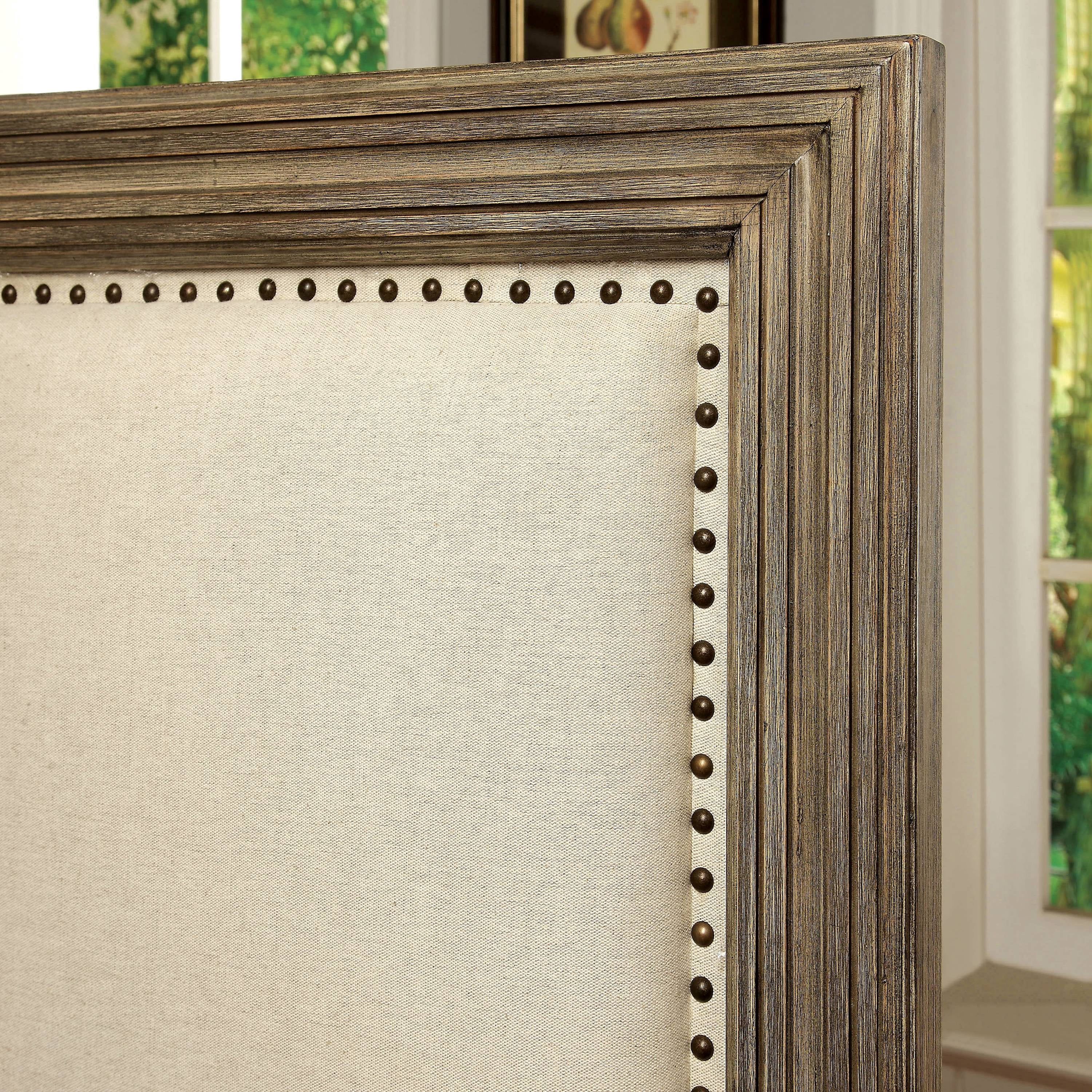 Furniture of America Traline Rustic Panel Bed, Eastern King, Natural Ash