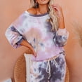 thumbnail image 7 of Women’s Tie Dye Two Piece Pajamas Set Long Sleeve Pullover Sweatshirt with Long Pants Cozy Sleepwear Loungewear, 7 of 7