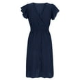 thumbnail image 3 of UPPADA Womens Summer V-Neck Ruffle Cap Sleeve Dress Casual Shift Mini Dress Summer Dresses A Line Smock Short Dress Navy,M, 3 of 7
