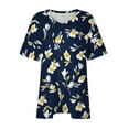 thumbnail image 5 of Sexlip Womens Short Sleeve V Neck Blouse Floral Print Design Soft Fabric Relaxed Silhouette for Casual Outings Blue XXXXL, 5 of 6