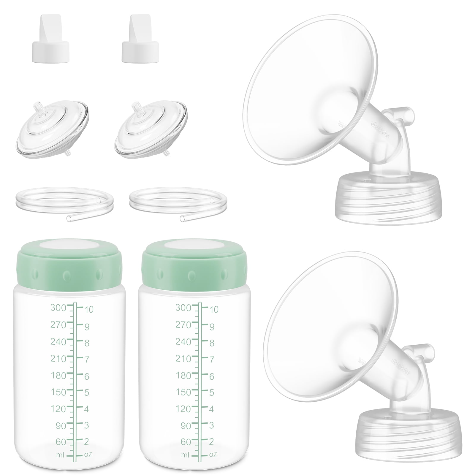 Breast Pump Accessories Compatible with Spectra S1 S2 S9 Plus Replacement Pump Parts, 2 Sets with 24mm Flanges Spectra, 10oz Bottles, Duckbill Valves, Tubing, Backflow Protectors, Not Original