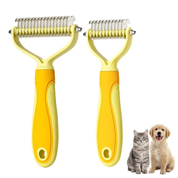Dematting Comb for Dogs, Dual-Sided Deshedding and Dematting Brush, Pet Grooming Brush, Dog Hair Remover Comb