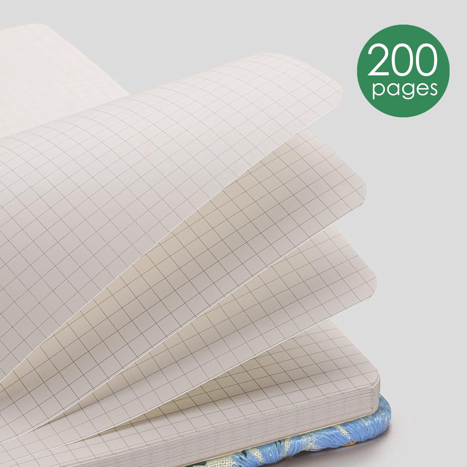 ipoul Graph Paper Notebook, Hardcover, Lay Flat, A5, 8"x6", Grid Paper, Flower Journal, Pretty, Daisy Gifts for Women, Blue