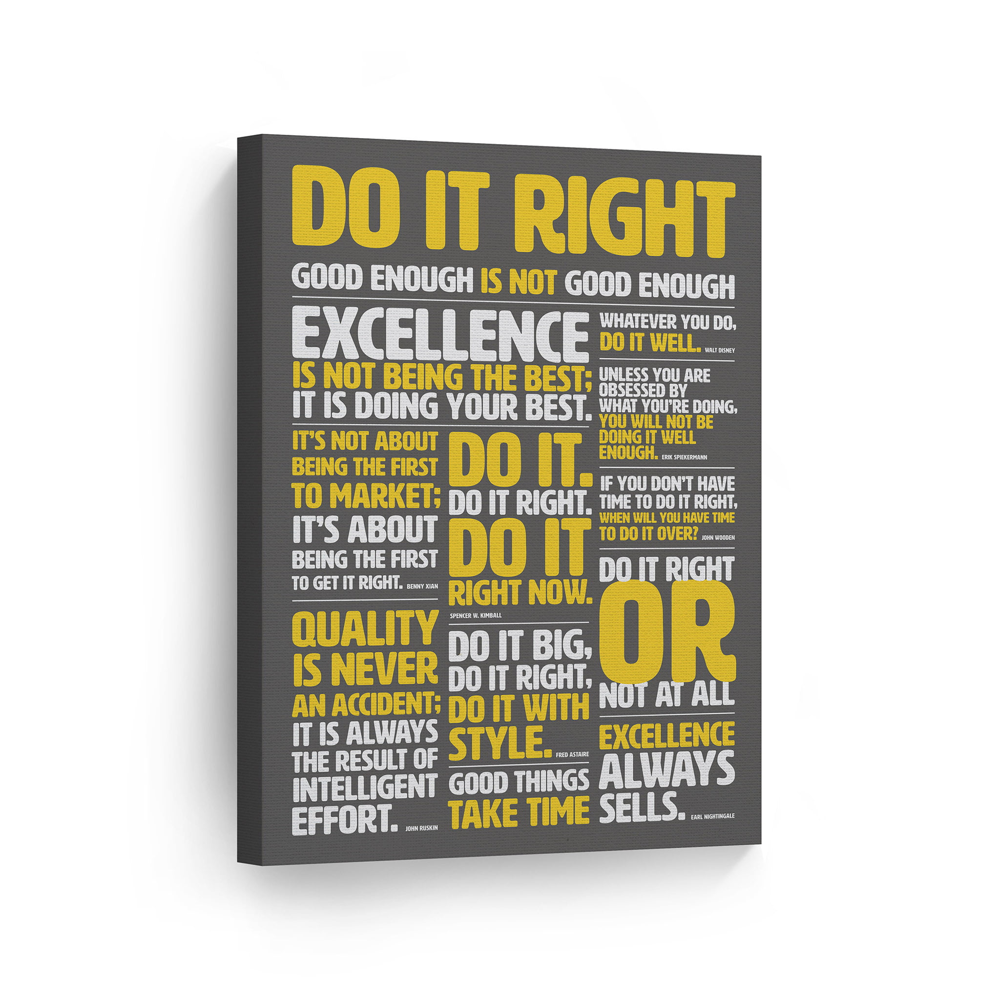 Smile Art Design Do It Right Good Enough Is Not Good Enough Quote Canvas Print Motivational Wall Art Saying Home Decor Artwork Bedroom Living Room Made In The Usa 40x30