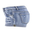 thumbnail image 4 of Women Ripped Denim Jean Shorts Mid Waist Rolled Cuff Distressed Stretchy Short Jeans Summer Jeans, 4 of 8
