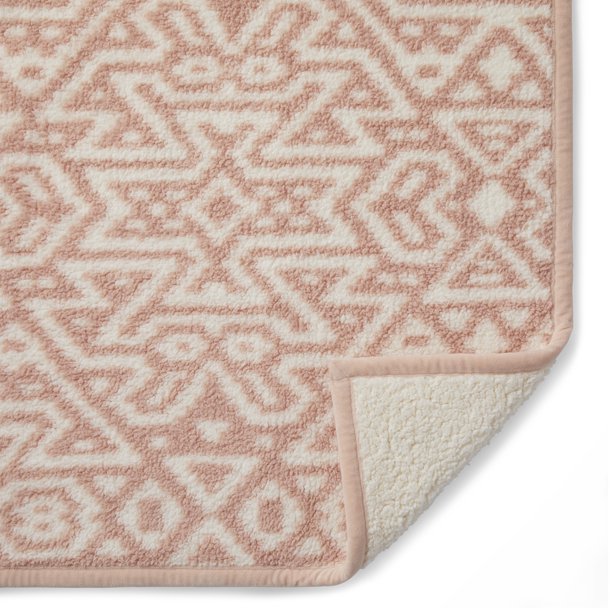 Better Homes & Gardens Sherpa Throw Blanket, 50" x 60", Pink Southwest
