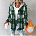 thumbnail image 4 of Aricy Women's Casual Plaid Hooded Jackets Shacket Flannel Drawstring Long Sleeve Plaid Jacket Button Down Coats Shirt Warm Hoodie Blouse fall Tops with Pocket, 4 of 4