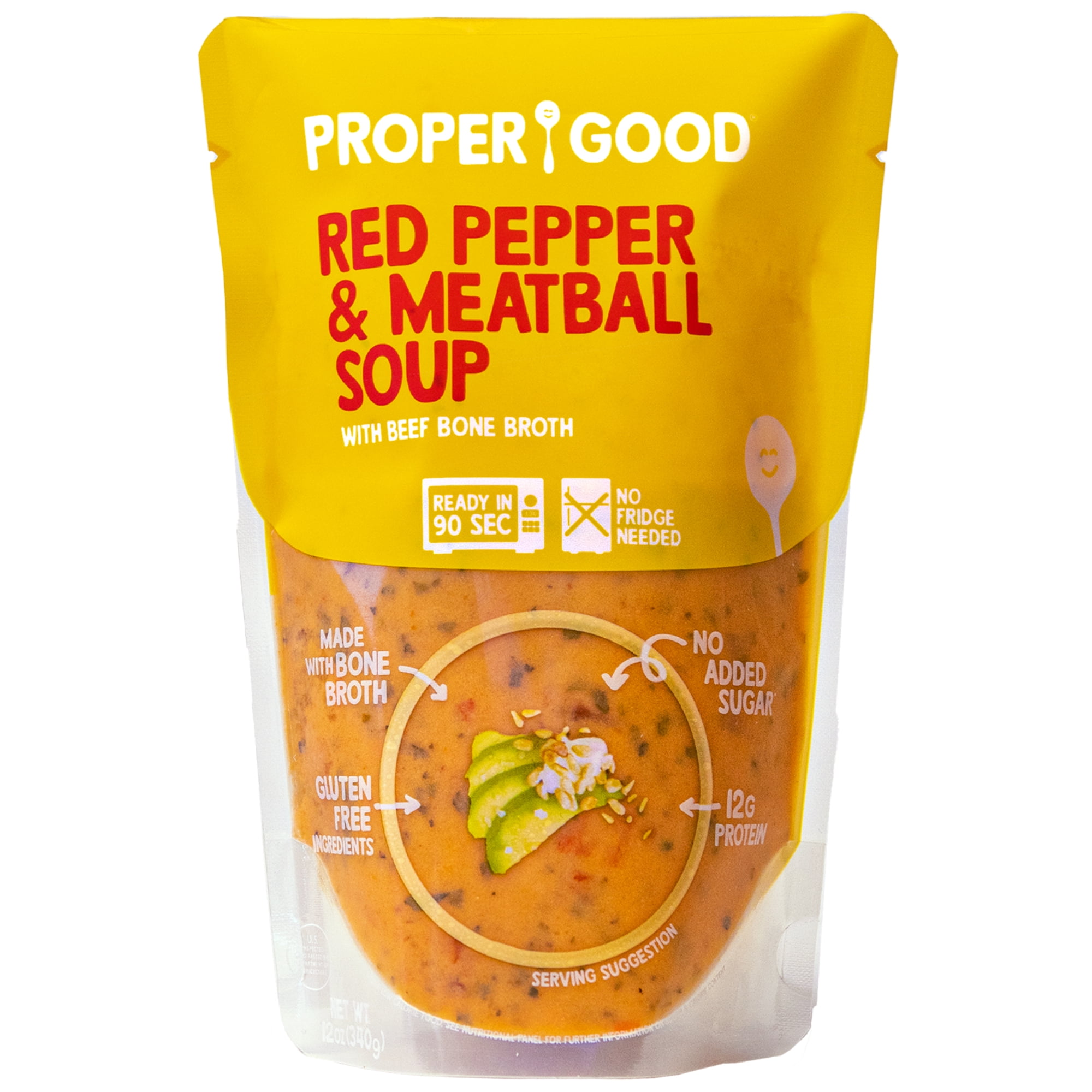 Proper Good Ready to Serve Red Pepper and Meatball Soup, 12 oz, ShelfStable