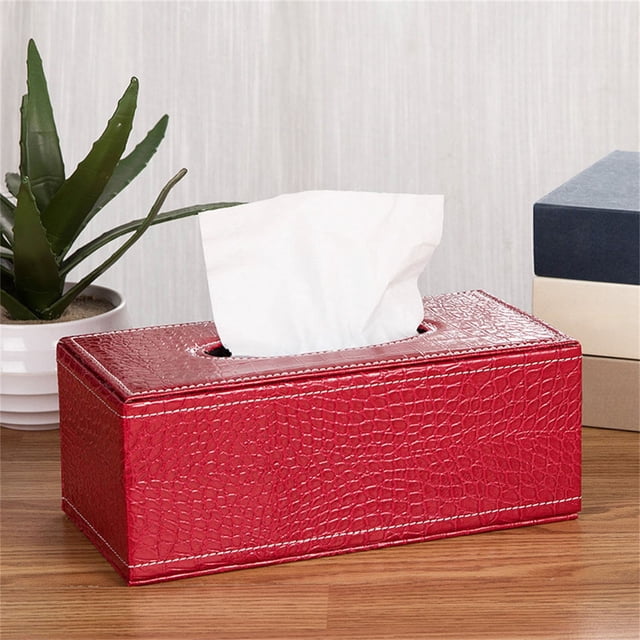 Rack Clearance! Leather Tissue Box Large Red Crocodile Pattern, Leather Tissue Box Minimalist Home Hotel Car Mounted Leather Paper Suction Paper Box 1* Tissue Box, By Relocy